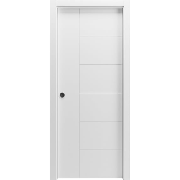 Sliding Pocket Door 36 x 96 inches / Mela 0716 Painted White / Kit Rail Hardware / MDF Interior Bedroom Modern Doors