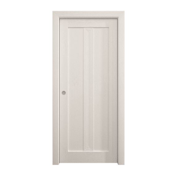 Sliding Pocket Door 42 x 80 inches | Ego 5006 Painted White Oak | Kit Rail Hardware | Solid Wood Interior Bedroom Modern Doors
