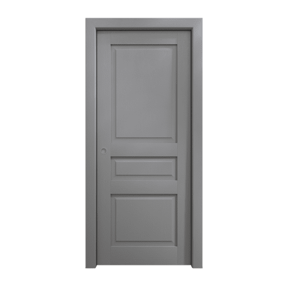 Sliding Pocket Door 42 x 80 inches | Ego 5012 Painted Grey Oak | Kit Rail Hardware | Solid Wood Interior Bedroom Modern Doors