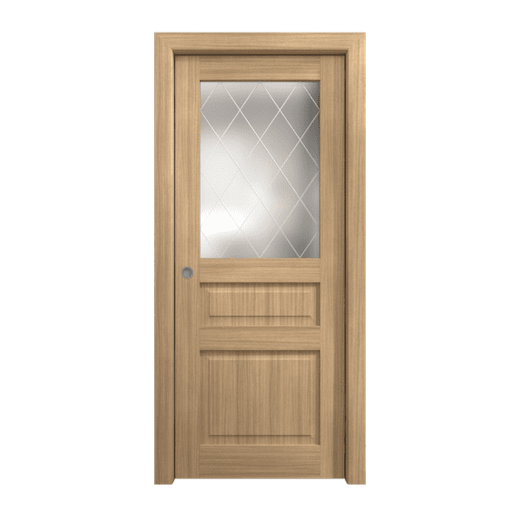 Sliding Pocket Door 42 x 84 inches | Ego 5011 Natural Oak | Kit Rail Hardware | Solid Wood Interior Bedroom Modern Doors