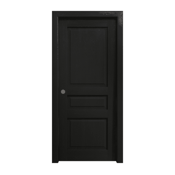 Sliding Pocket Door 42 x 84 inches | Ego 5012 Painted Black Oak | Kit Rail Hardware | Solid Wood Interior Bedroom Modern Doors