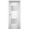 thumbnail image 1 of Sliding Pocket Door 42 x 84 inches with Opaque Glass 2 Lites / Sete 6222 White Silk / Kit Rail Hardware / MDF Interior Bedroom Modern Doors, 1 of 3
