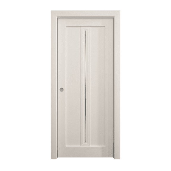 Sliding Pocket Door 42 x 96 inches | Ego 5014 Painted White Oak | Kit Rail Hardware | Solid Wood Interior Bedroom Modern Doors