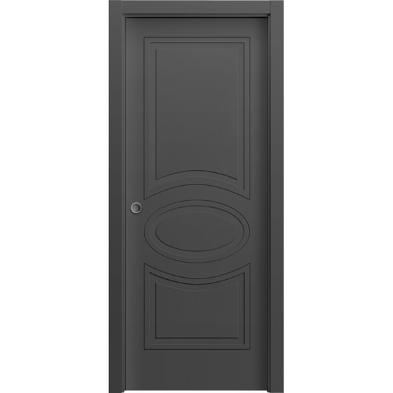 Sliding Pocket Door 42 x 96 inches / Mela 7001 Painted Black / Kit Rail Hardware / MDF Interior Bedroom Modern Doors