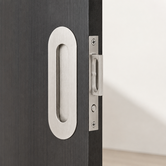 Sliding Pocket Door Handle 304 Stainless Steel Hardware Recessed Flush Finger Pulls Heavy Duty Edge Pull With Pop Out Ring (6 Inc