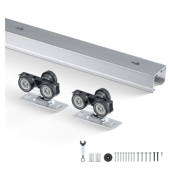 Sliding Pocket Door Hardware Kit 5.73ft, Heavy Duty Track Set for 24-36" Doors, Commercial Grade Aluminum Sliding Barn Door Hardware