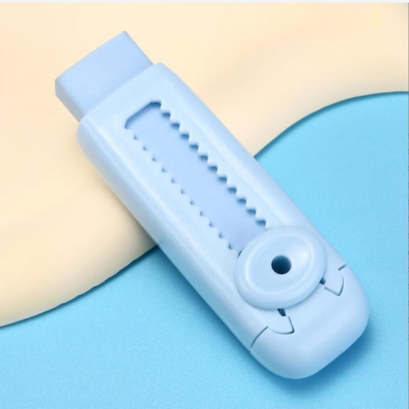 Sliding Retractable Eraser,Soft Large Easy to Clean Push Pull Pencil Erasers with Plastic Sleeve for Sketching Drawing Artists and Office Drawing,Blue