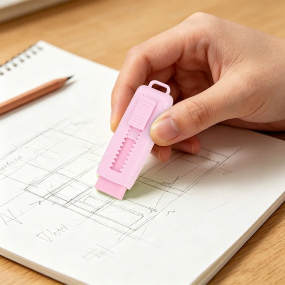 Sliding Retractable Pencil Eraser, Soft Cute Eraser, Clean and Smudge Free for Large Pencil Eraser for Office Art Drawing Pencil Erase Pink