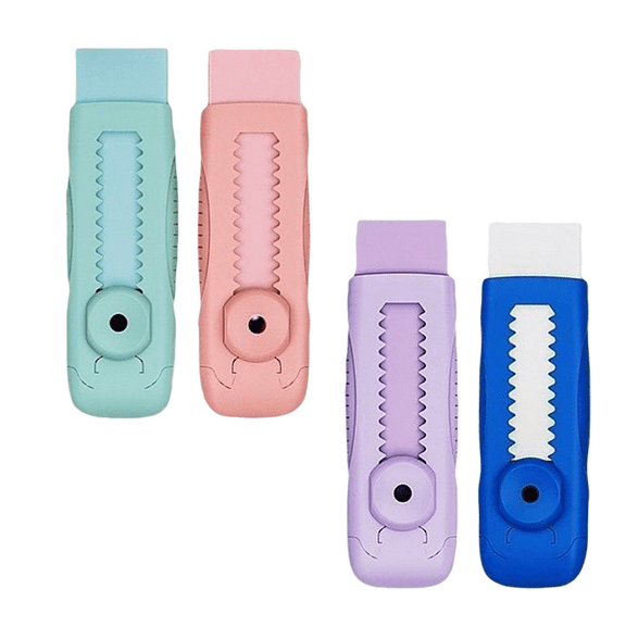 Sliding Retractable Pencil Erasers,Cute Retractable Eraser for Pencils,Sliding Retractable Pencil Erasers,Retractable Eraser Fun Cartoon Erasers Back to Supplies Party Favors Gift (4Pcs)