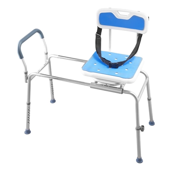 Sliding Shower Chair 400lbs, Tub Transfer Bench with Swivel Seat, Height Adjustable Shower Chair with Arms & Backrest for Elderly, Seniors, Adults, Handicap