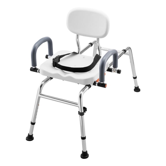 Sliding Shower Chair 400lbs, Tub Transfer Bench with Swivel Seat, Adjustable Height & Width, Handicap Elderly Assist, Pivot Arms & Backrest