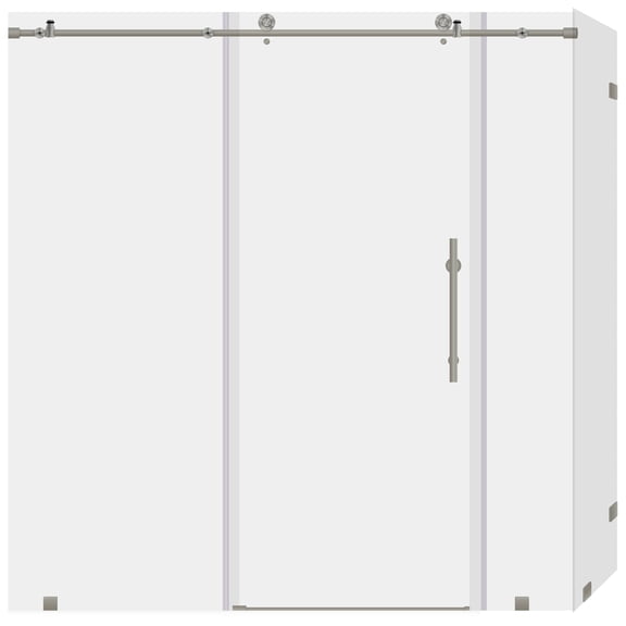 Sliding Shower Door and Enclosure with Two Stationary Panels 68-72W 76H Ultra C Brushed Nickel