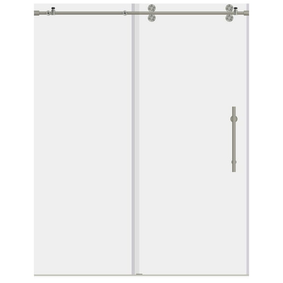Sliding Shower Door with Two Stationary Panels 68-72W 79H Ultra D Brushed Nickel