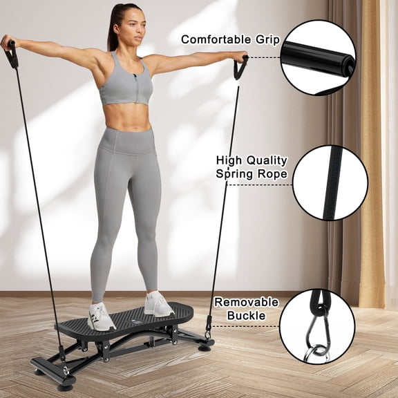 Sliding Ski Simulator with Resistance Bands - Indoor Skiing Fitness Equipment for Home Gym, With Resistance Bands & Non-Slip Base, Full-Body Cardio Training Machine for Core, Leg & Arm Workout