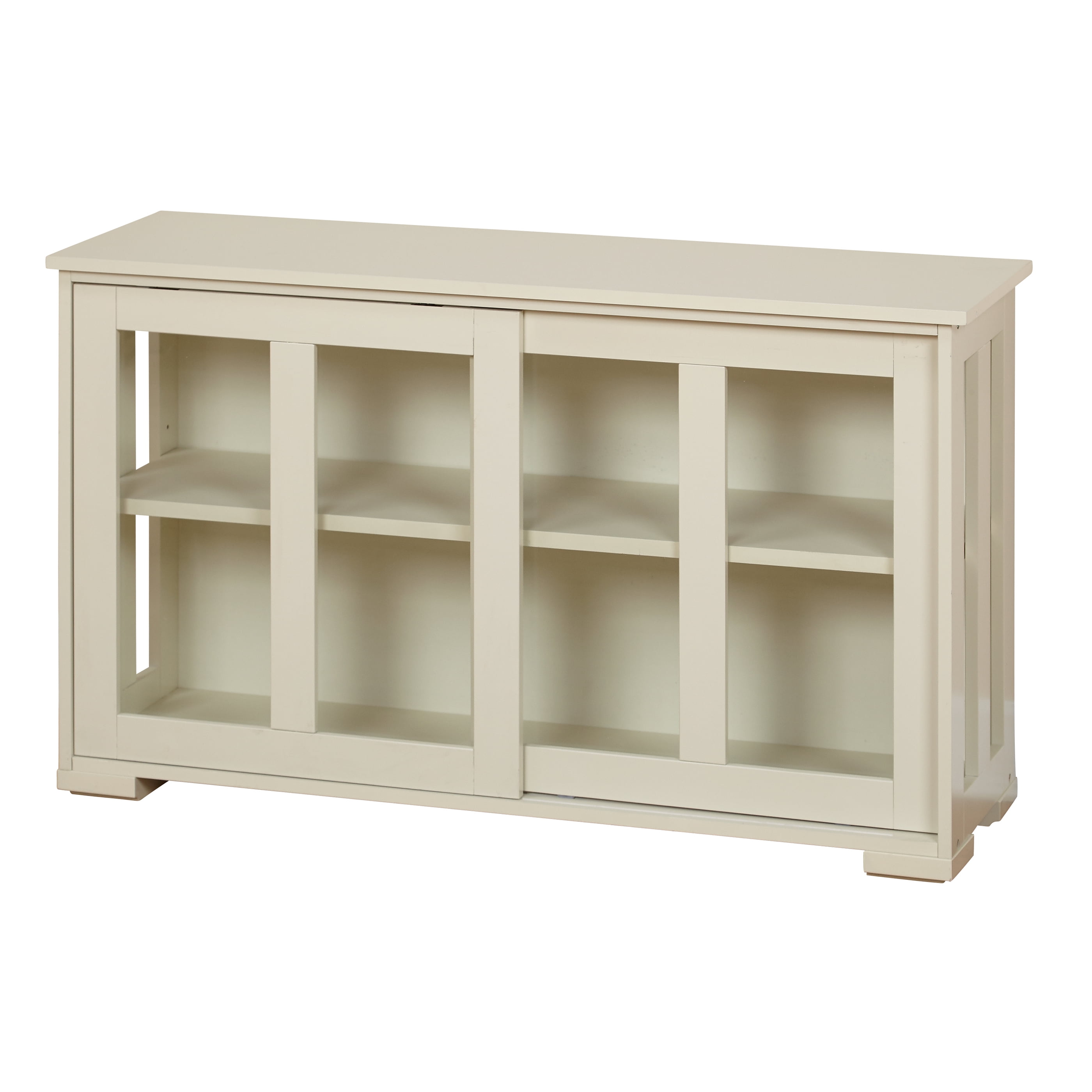 Antique White Stackable China Cabinet with Sliding Glass Doors