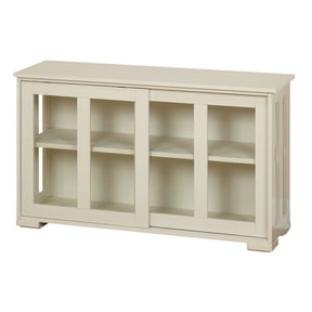 Sliding Tempered Glass Doors Stackable Storage Cabinet, Antique White