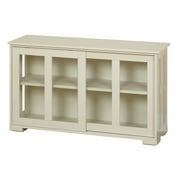 Sliding Tempered Glass Doors Stackable Storage Cabinet, Antique White