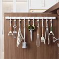thumbnail image 1 of Sliding Track Hook Behind Cabinet Door - S Hook No Drilling Adhesive Wall Mounted Storage Rack for Kitchen Utensils Organizer - Hanging Shelf for Spatulas Ladles Towels Belts Scarves, 1 of 9