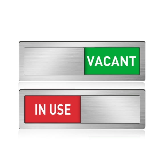 Sliding Vacant/In Use Sign for Conference Room Brushed Steel Office Status Sign with Magnetic Base