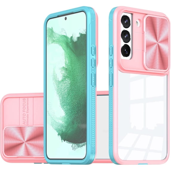 Sliding Window Clear Resin Phone Case for Samsung Galaxy A73 A53 A33 A23 A13 A04S/E 4G 5G, Transparent Lens Protective Pop Back Cover, Shockproof and Drop-Proof Shell(Pink,A04E)