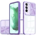 thumbnail image 1 of Sliding Window Clear Resin Phone Case for Samsung Galaxy S23 S22 Ultra Plus, Transparent Lens Protective Pop Back Cover, Shockproof and Drop-Proof  Shell(Purple,S22 Ultra), 1 of 8