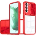 thumbnail image 1 of Sliding Window Clear Resin Phone Case for Samsung Galaxy S23 S22 Ultra Plus, Transparent Lens Protective Pop Back Cover, Shockproof and Drop-Proof  Shell(Red,S22 Plus), 1 of 8