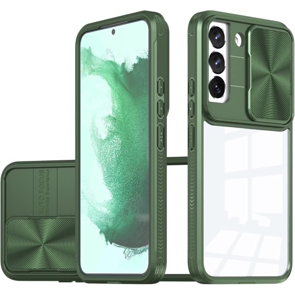 Sliding Window Clear Resin Phone Case for Samsung Galaxy S23 Plus, Transparent Lens Protective Pop Back Cover, Shockproof and Drop-Proof Shell