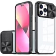 thumbnail image 1 of Sliding Window Clear Resin Phone Case for iPhone 14 13 12 11 Pro Max Plus, Transparent Lens Protective Pop Back Cover, Shockproof and Drop-Proof Shell(Black,14 Pro Max), 1 of 8