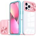 thumbnail image 1 of Sliding Window Clear Resin Phone Case for iPhone X XS XR SE 8 7 Plus Max, Transparent Lens Protective Pop Back Cover, Shockproof and Drop-Proof  Shell(Pink,XR), 1 of 8