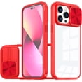 thumbnail image 1 of Sliding Window Clear Resin Phone Case for iPhone X XS XR SE 8 7 Plus Max, Transparent Lens Protective Pop Back Cover, Shockproof and Drop-Proof Shell(Red,7/8 Plus), 1 of 8
