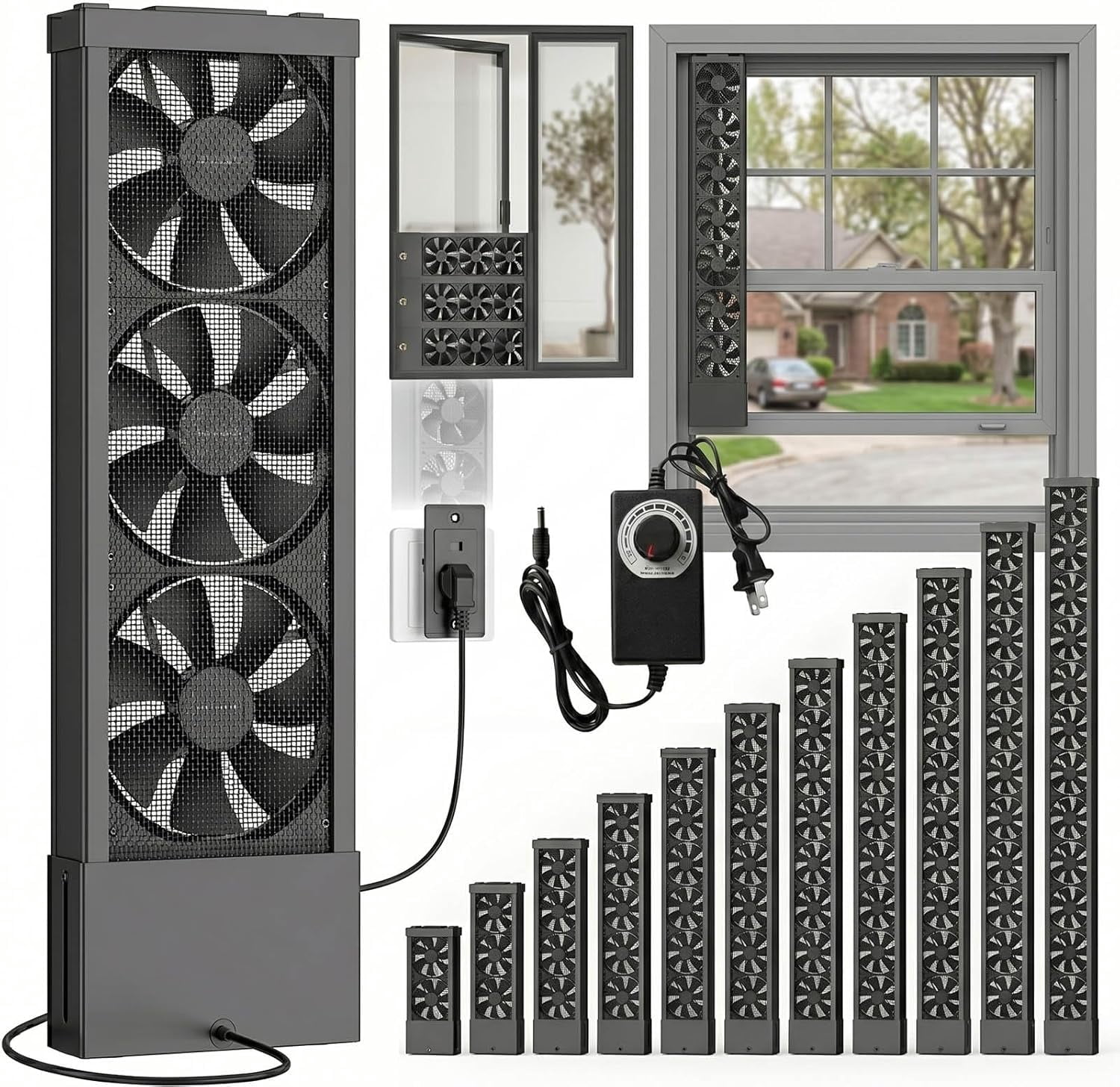 Sliding Window Extractor Fan, 4-Inch Adjustable Twin Window Fans with ...