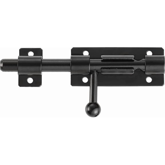 Heavy Duty Sliding Door Lock with 6 Inch Padlock Hole, 105mm Matte Black Stainless Steel, Sliding Barrel Door Lock Bolt Latch 14mm Diameter,