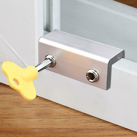 Sliding Window Lock with Key, Wenini Heavy Duty Aluminum Alloy Window Stopper, Security Window for Office Home Vertical Horizontal Sliding Windows, Silver