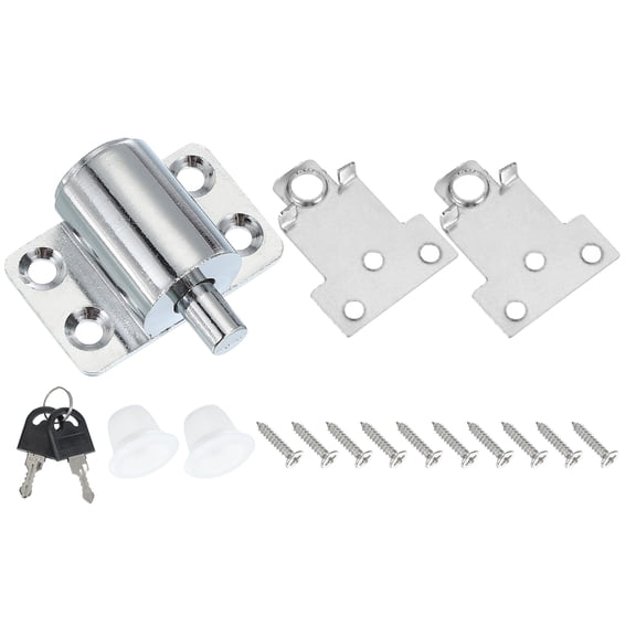 Sliding Window Locks Push-In Security Lock with Keys Sliding Door Keyed Locks for Sliding Window Doors, Silver 1 Set