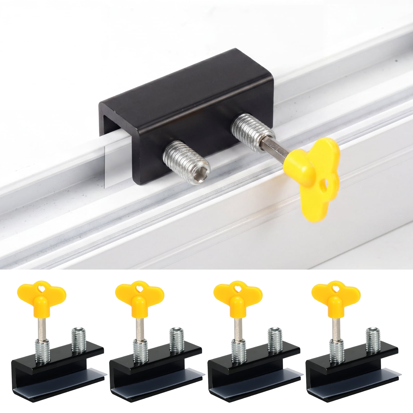 Window Lock Slide Tap Sliding Window Locks with Key Set of 4, Adjustable Security Window ...