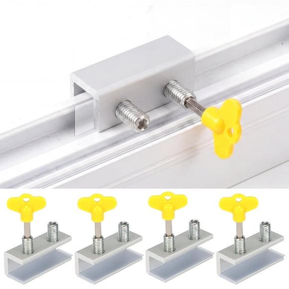 Sliding Window Locks with Key Set of 4, Adjustable Security Window Stoppers for Home Patio Bedroom Office Safety, Silver