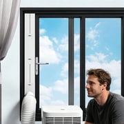 Sliding Window Panel Seal Kit Universal AC Window Vent Baffle with Hose Adapter Adjustable Self-Adhesive Tape for Portable Air Conditioner Sliding Horizontal Vertical Windows