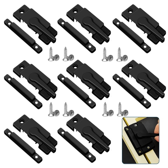 Sliding Window Sash Locks Black 8 Pack Security Hardware for Double Hung Windows