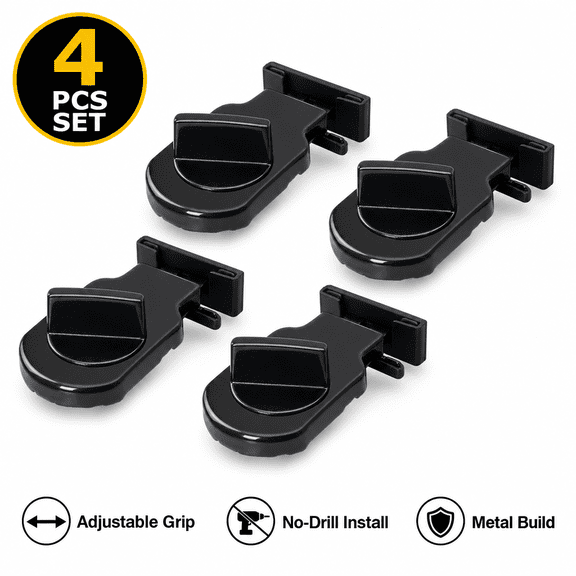 Sliding Window Security Lock, Adjustable Sash Stopper, Black, 4-Pack