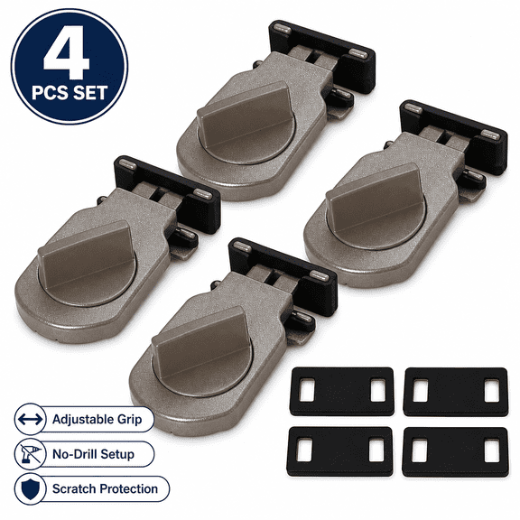 Sliding Window Security Lock, Adjustable Sash Stopper, Brown, 4-Pack