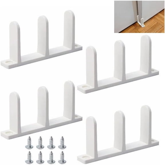 Sliding door ground installation guide rail 4-pack - white base roller guide rail, suitable for 1-3/8 inch thick cabinets and cabinet doors