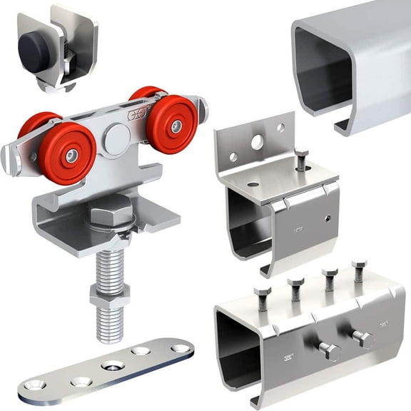 Sliding exterior door hardware kit - 2x76-inch galvanized steel track for 2 doors up to 1-1/16" thick and 130lbs - SLID'UP 2000