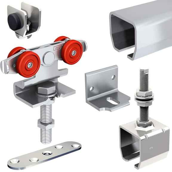 Sliding exterior door hardware kit - 76-inch galvanized steel track for 1 door up to 2" thick and 130lbs - SLID'UP 2000