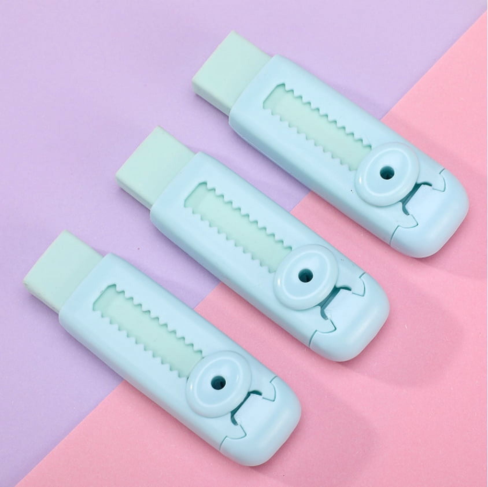 Sliding retractable pencil eraser with plastic sleeve, assorted soft ...