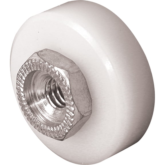 Sliding screen door high density polyethylene ball bearing roller and threaded hex hub (2-pack)