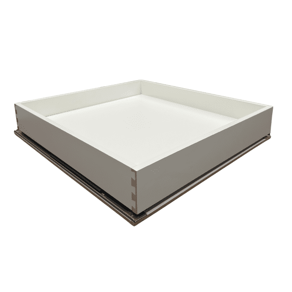 SlidingSusan White Melamine with MDF Core, 20 Inch Wide x 18 Inch Deep Soft Close Sliding Shelf for Kitchen Cabinets, Pantry & Storage Areas, Heavy Duty Wooden Pullout Inserts