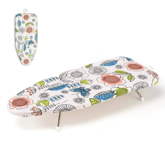 Slieton Tabletop Ironing Board 12"x29" – Portable Folding Ironing Board with Thick Felt Padding, Heat-Resistant Cover, Stainless Steel Legs, Compact & Space-Saving Design (Butterfly Garden)