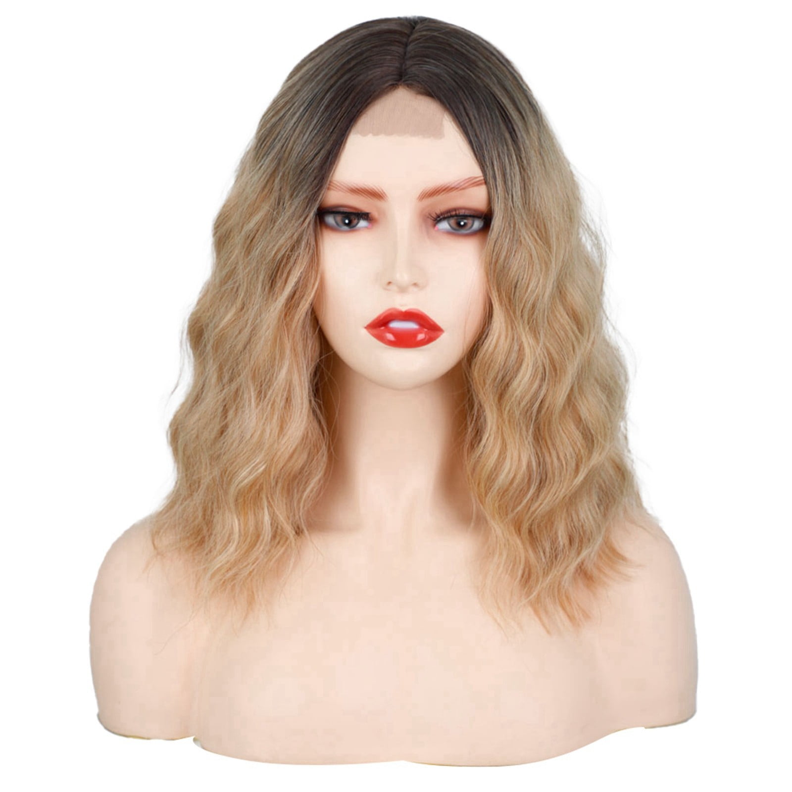 Slightly Curly Light Brown Medium Parted Long Hair Gradient Light Brown