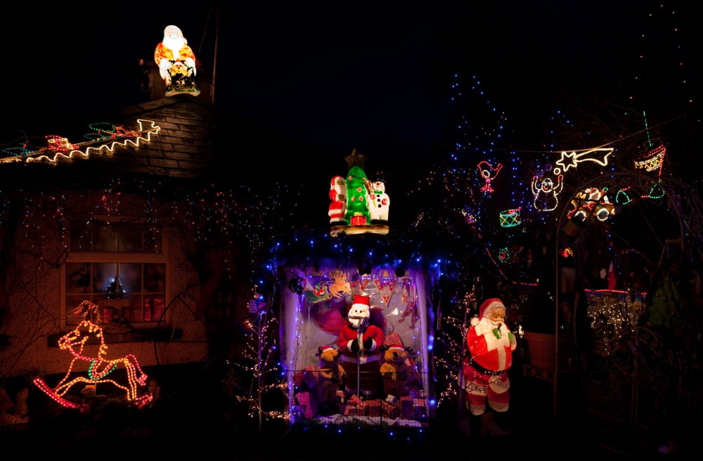Slightly over-the-top Christmas Lighting in a cattage Garden Near Trim County Meath Ireland Canvas Art - Panoramic Images (36 x 24)