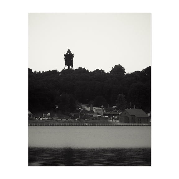 Sligo Hill Water Tower - Marlborough Massachusetts Photography Black and White Landscape Architecture Scenic Rural Vintage Unframed Wall Art Print 6 x 8 inches